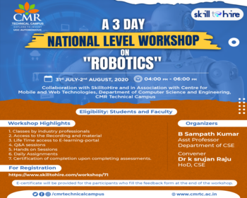 National Level Workshop on Robotics – Department of CSE